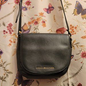 Tommy Hilfiger 70s Genuine Leather Black Crossbody Bag